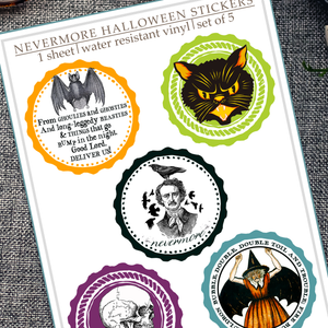 Nevermore Edgar Allen Poe Halloween Sticker Sheet