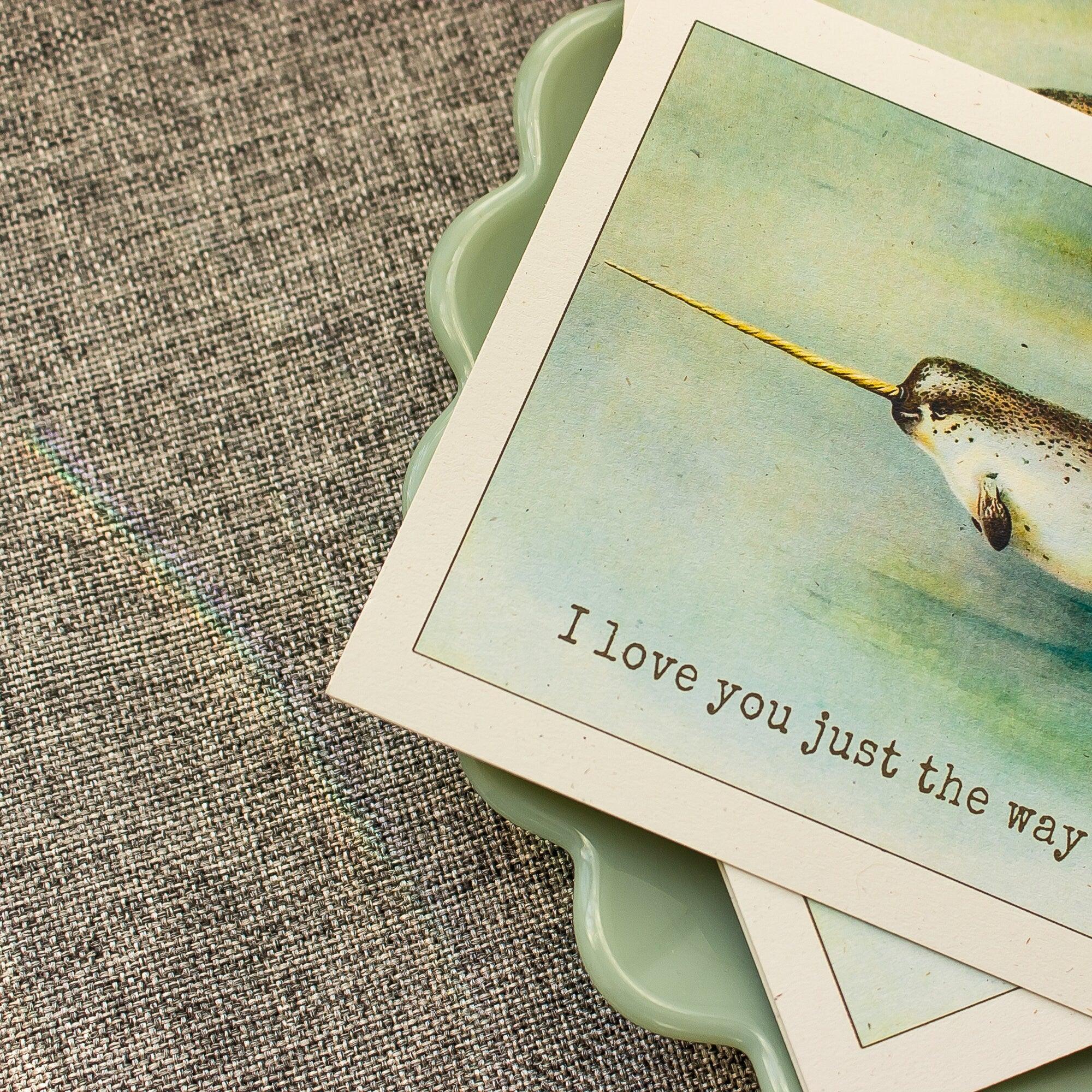 Narwhal Greeting Card - Whimsical Love Card - Love You Just the Way You Are