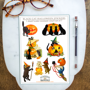 Black Cat Halloween Sticker Sheet