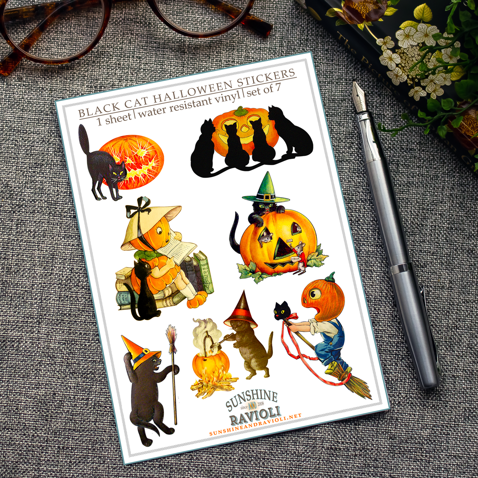 Sticker Sheet - Black Cat Halloween