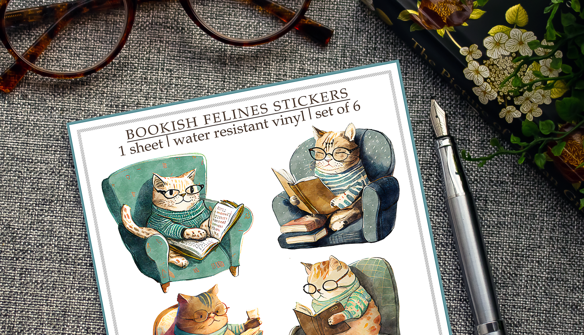 Bookish Felines Sticker Sheet