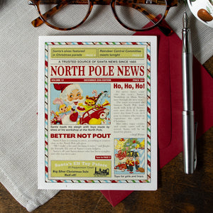 The North Pole News Christmas Cards - Boxed Set of 8 Cards and Envelopes