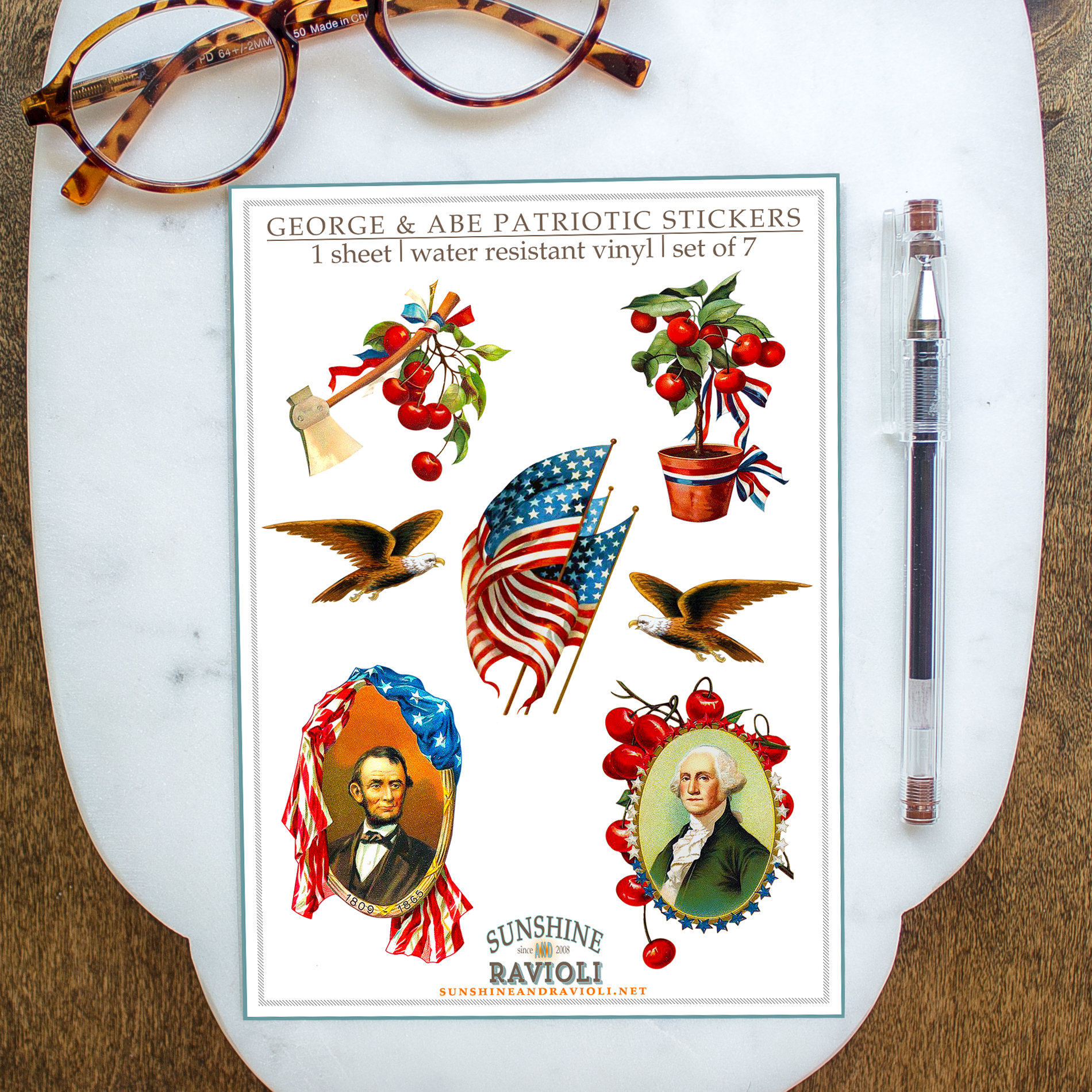 George and Abe Patriotic Sticker Sheet