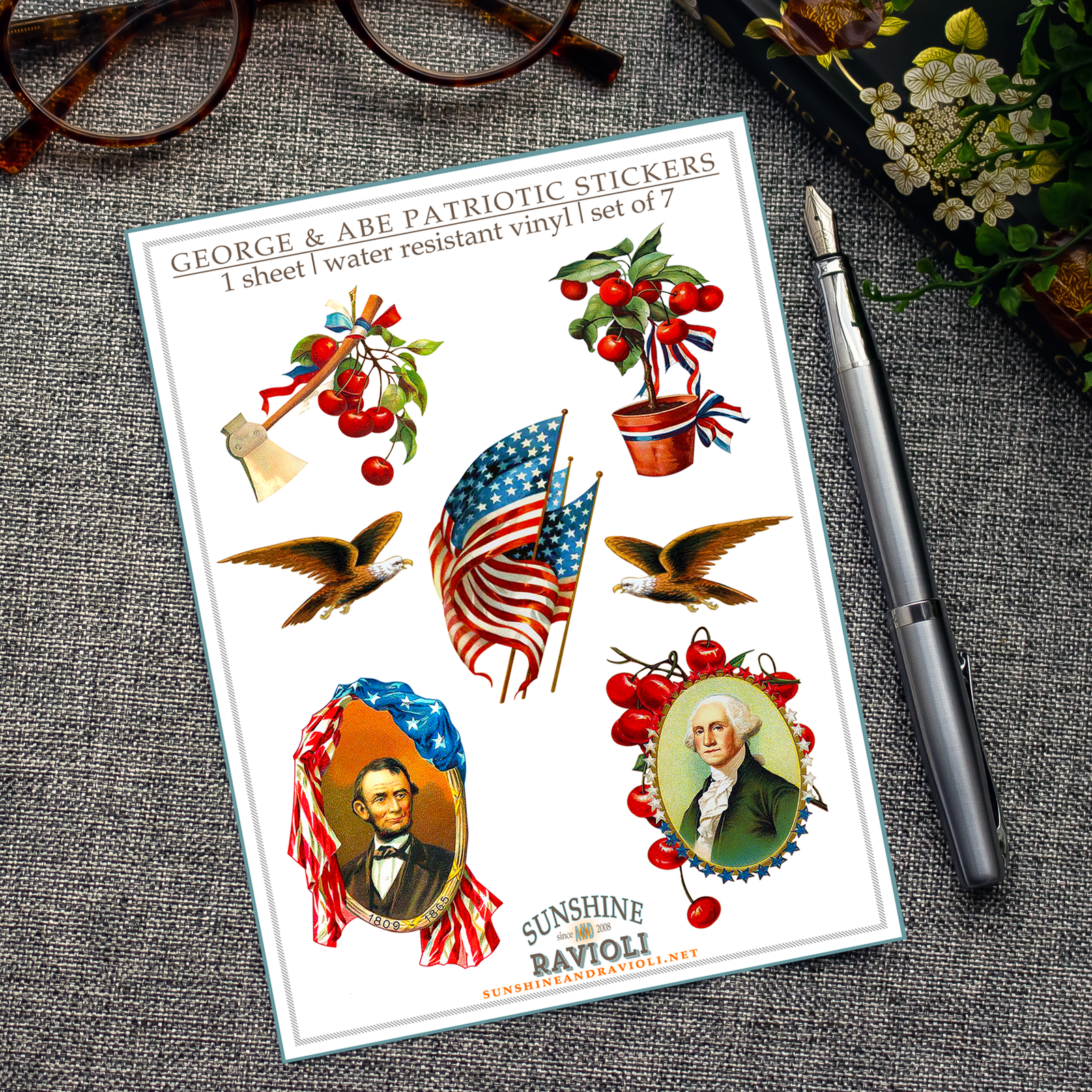 Sticker Sheet - George Washington and Abe Lincoln Patriotic