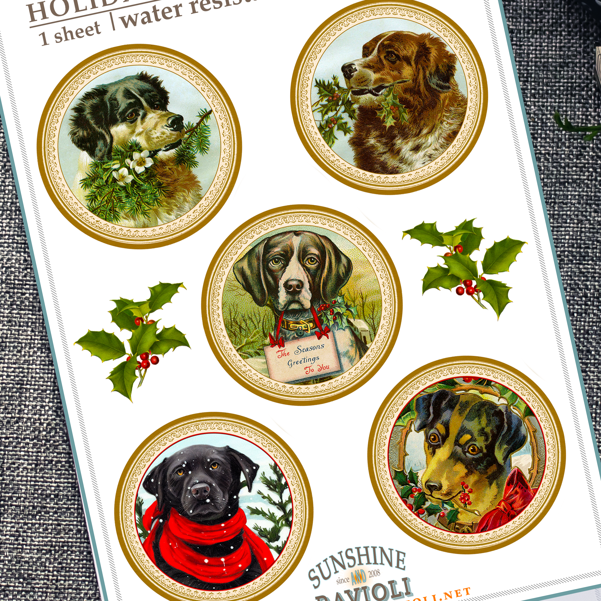 Holiday Hounds Sticker Sheet