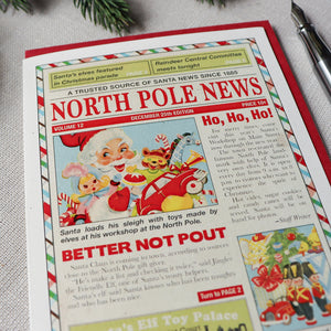 The North Pole News Christmas Cards - Boxed Set of 8 Cards and Envelopes