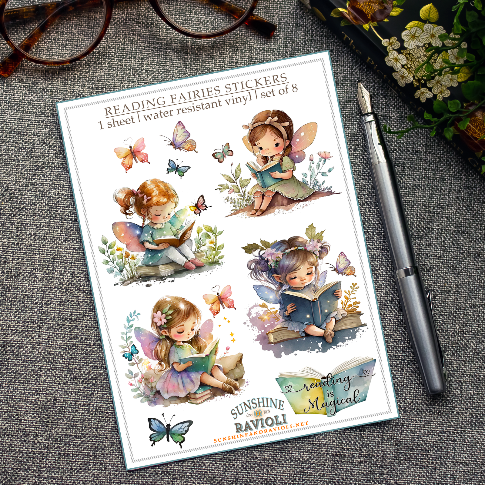 Sticker Sheet - Reading Fairies