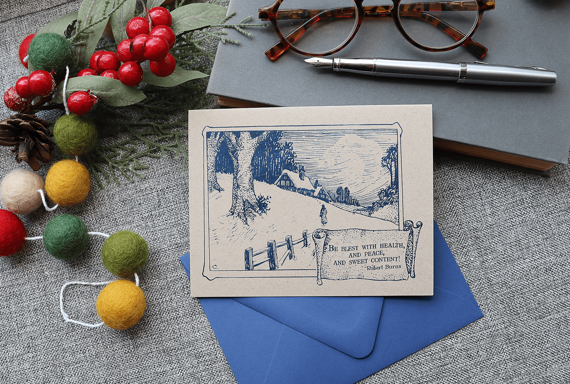 Robert Burns Quote Christmas Greeting Card - Sunshine and Ravioli