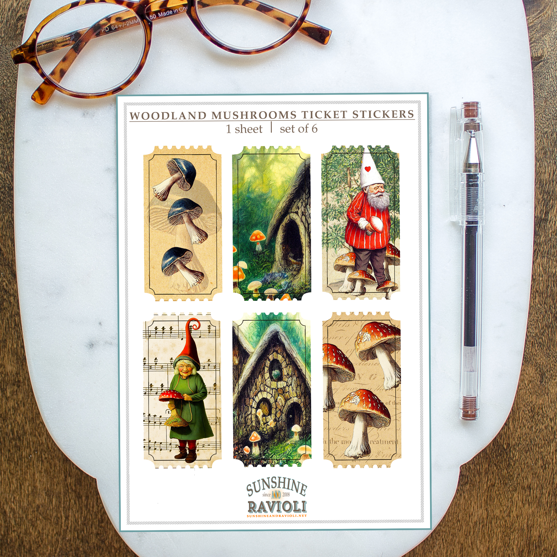 Woodland Mushrooms & Gnomes Sticker Sheet