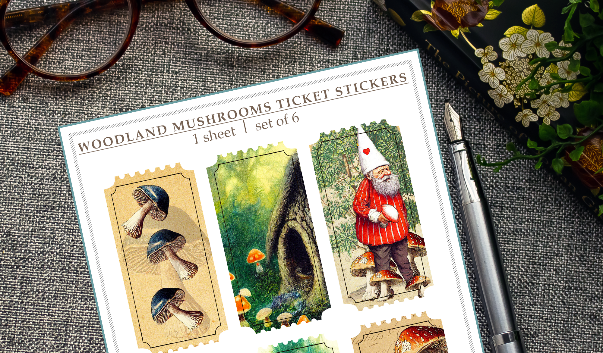 Woodland Mushrooms & Gnomes Sticker Sheet