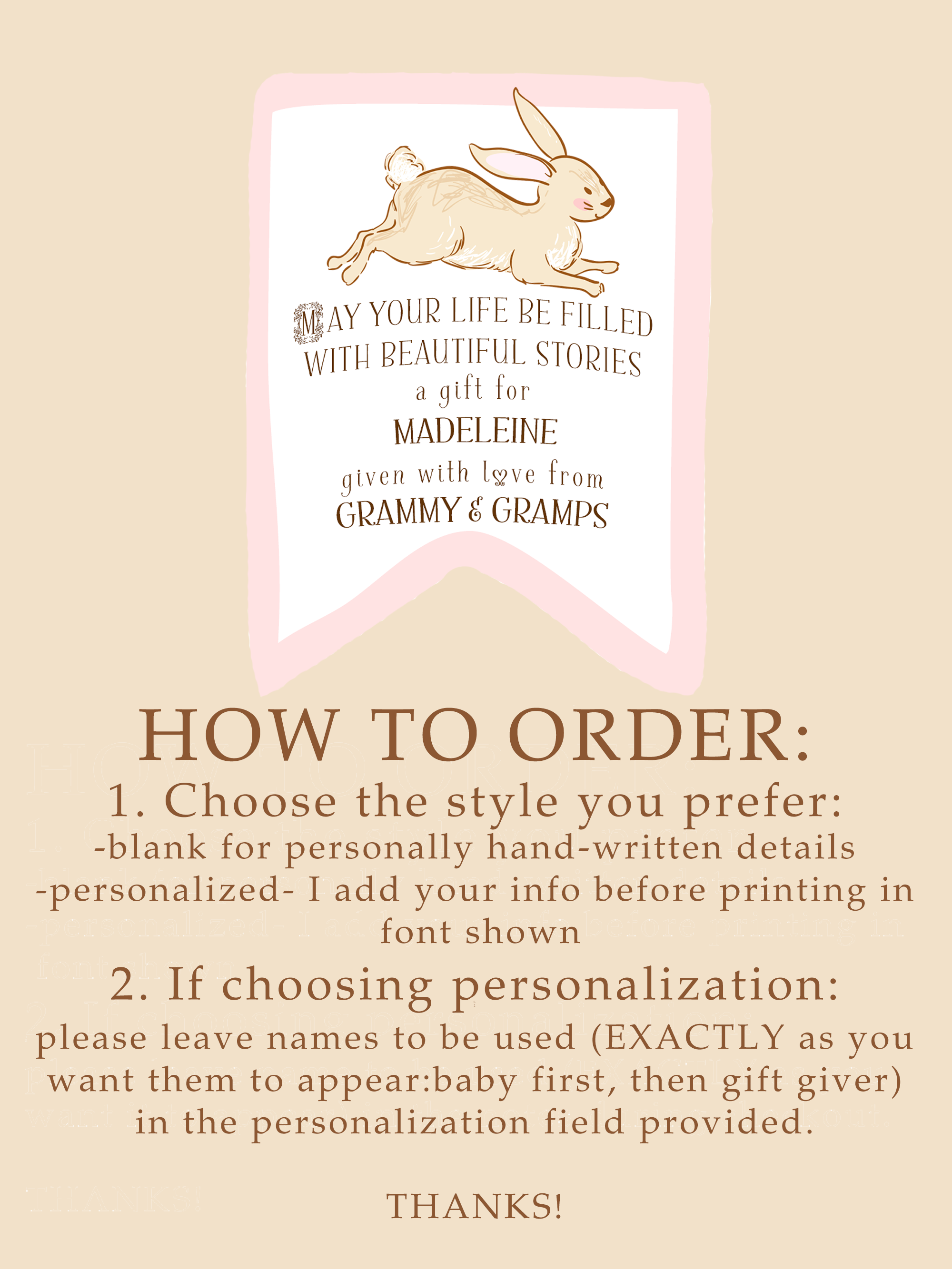Bunny Baby Shower Bookplates - Pink