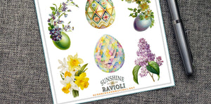 Easter Florals and Birds Sticker Sheet: Watercolor Vinyl Decals