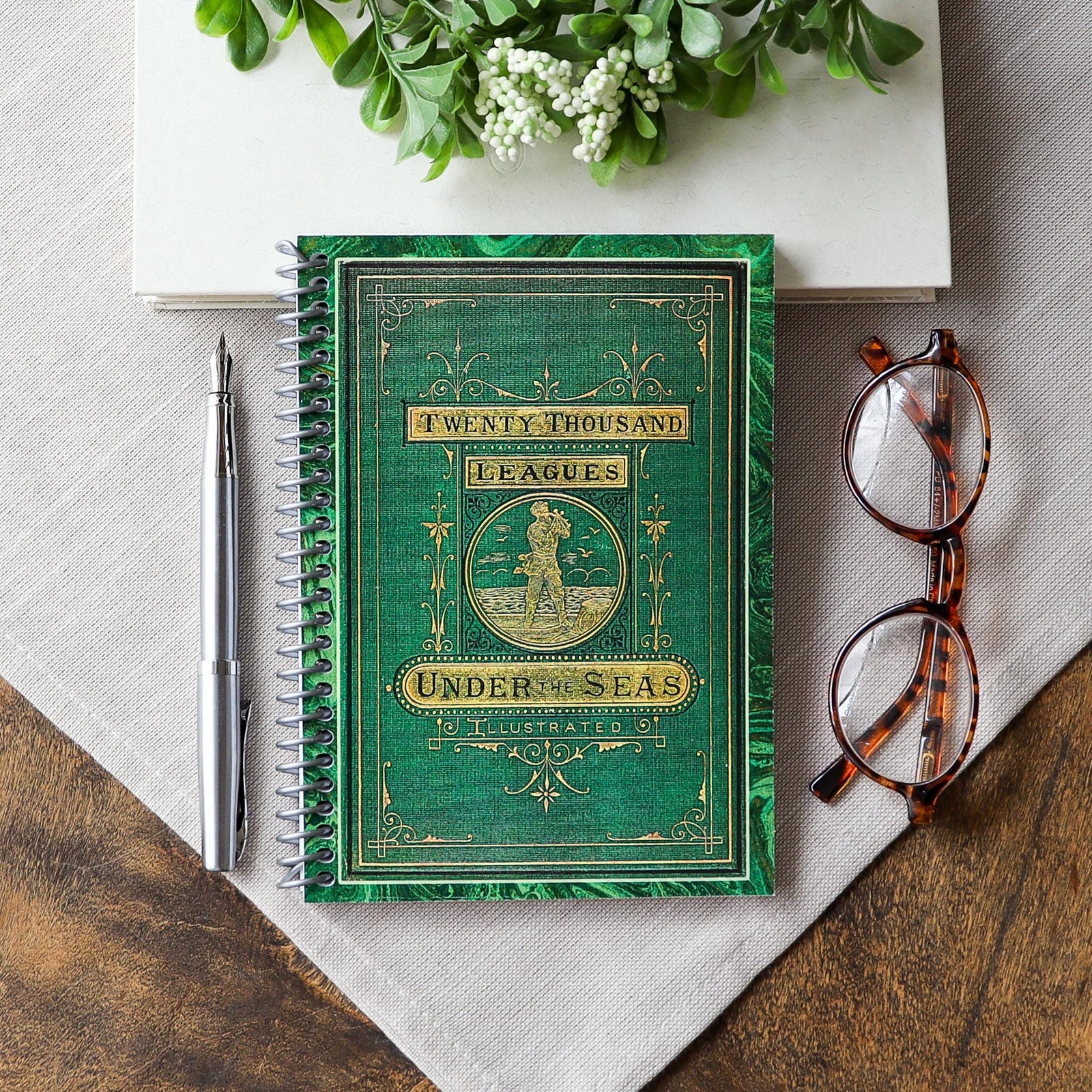 Spiral Notebook, Vintage Book Cover Journal, Jules Verne, Gift for Book Lovers