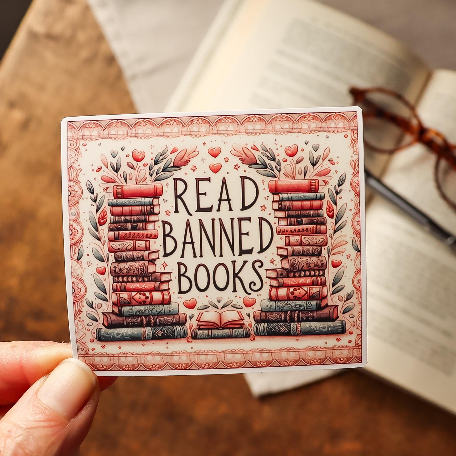 Read Banned Books Sticker: Matte Vinyl Decal for Laptop, Water Bottle