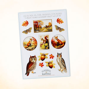 Autumn Woodland Animal Sticker Sheet: Vintage Fall Ephemera