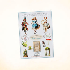 Alice in Wonderland Sticker Sheet: Vintage Storybook Water-Resistant Vinyl