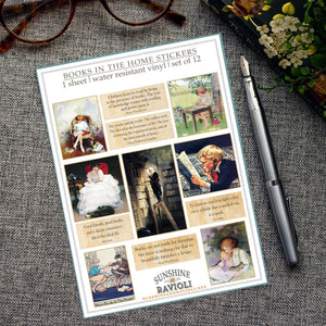 Literary Quote Stickers: Vintage Book Art, Water-Resistant Vinyl (Set of 12)