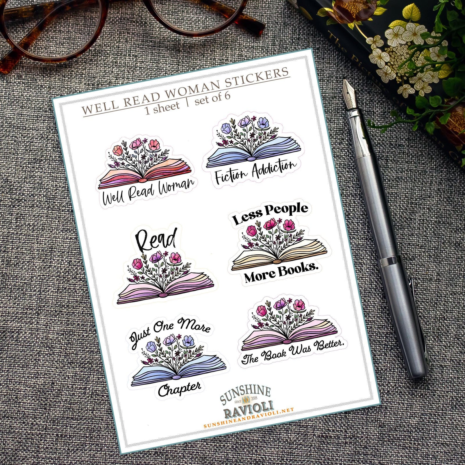 Book Lover Sticker Sheet: Feminist Reader Quotes, Water-Resistant Vinyl