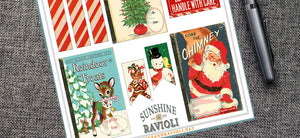 Retro Holiday Gift Tag Stickers, Vintage Children's Book Christmas Labels, Gift Wrap Tags Sticker Sheet, Bookish Christmas