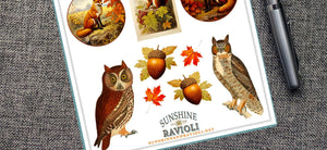 Autumn Woodland Animal Sticker Sheet: Vintage Fall Ephemera