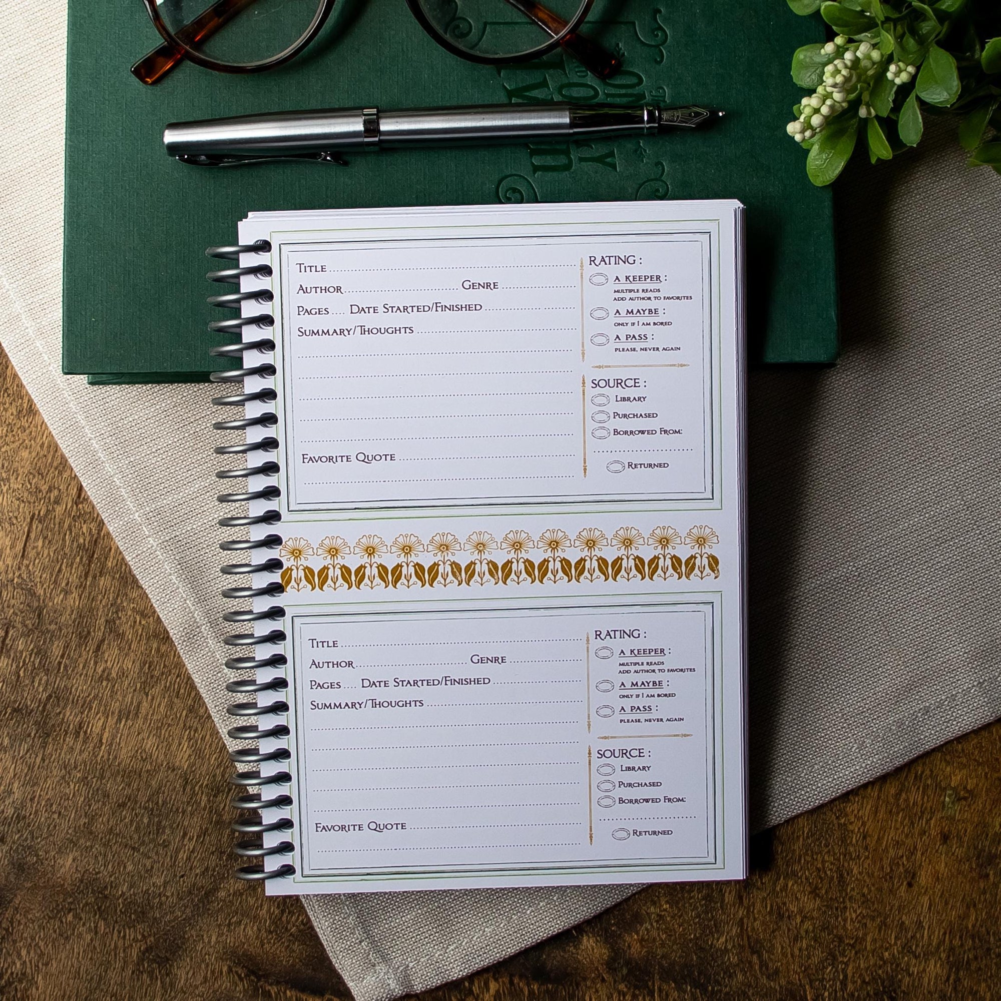 Louisa May Alcott Reading Journal: Floral Victorian Book Log