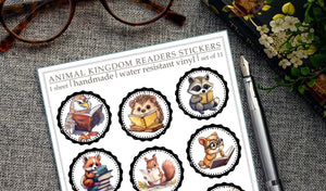 Reading Animals Sticker Sheet: Book Lover Gift, Summer Reading Reward