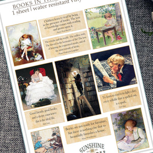 Literary Quote Stickers: Vintage Book Art, Water-Resistant Vinyl (Set of 12)