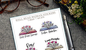 Book Lover Sticker Sheet: Feminist Reader Quotes, Water-Resistant Vinyl