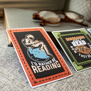 Bookish Sticker, Rather Be Reading Astronaut, Matte Laminated Decal, Small Gift for Book Lovers