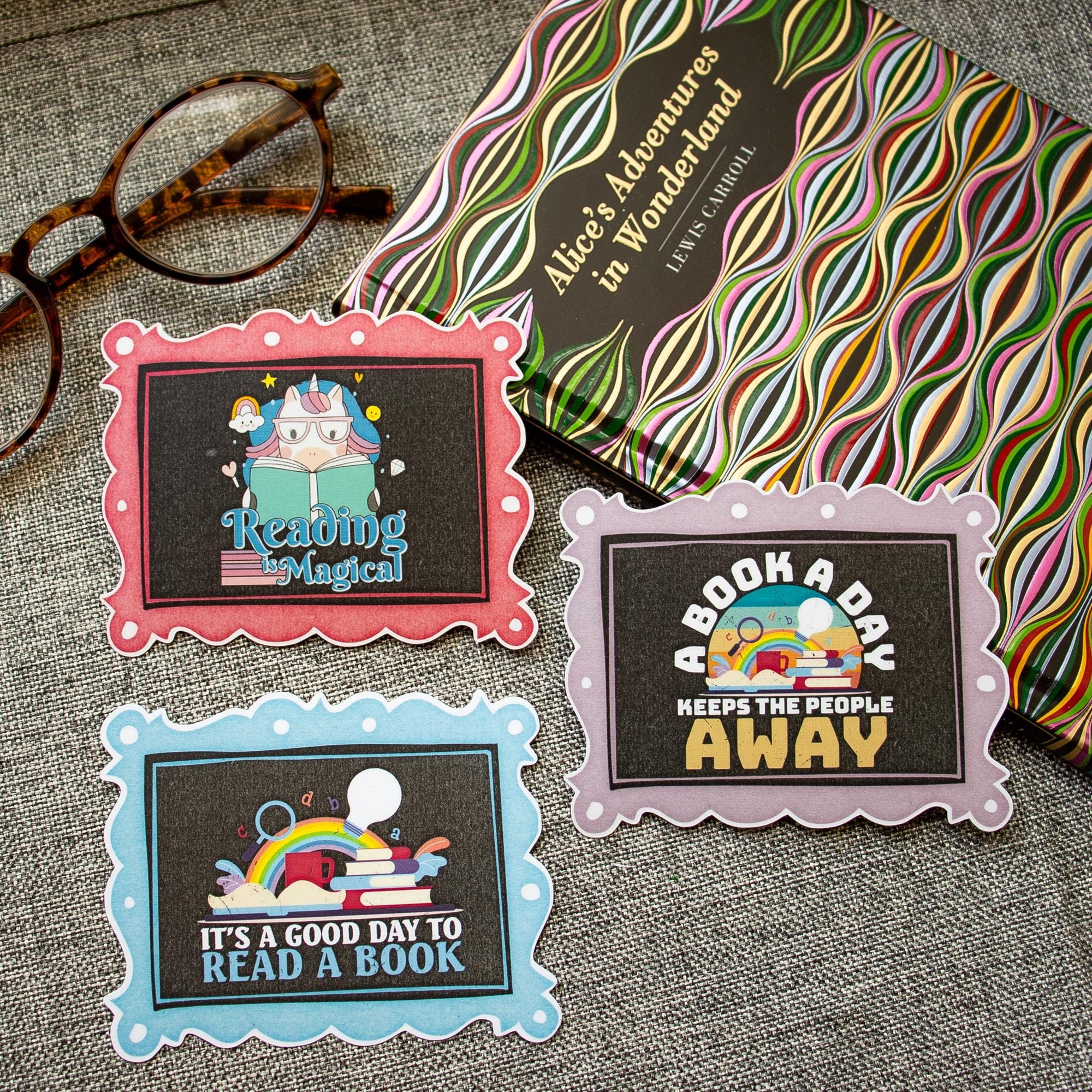 Bookish Sticker Bundle, Reading Gifts for Kids, Teachers, Vinyl Decals, Set of 3