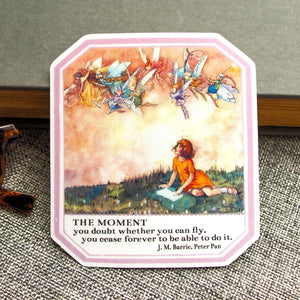 Bookish Sticker, Literary Quote, J.M. Barrie, Peter Pan, Reading Gifts for Bookworms