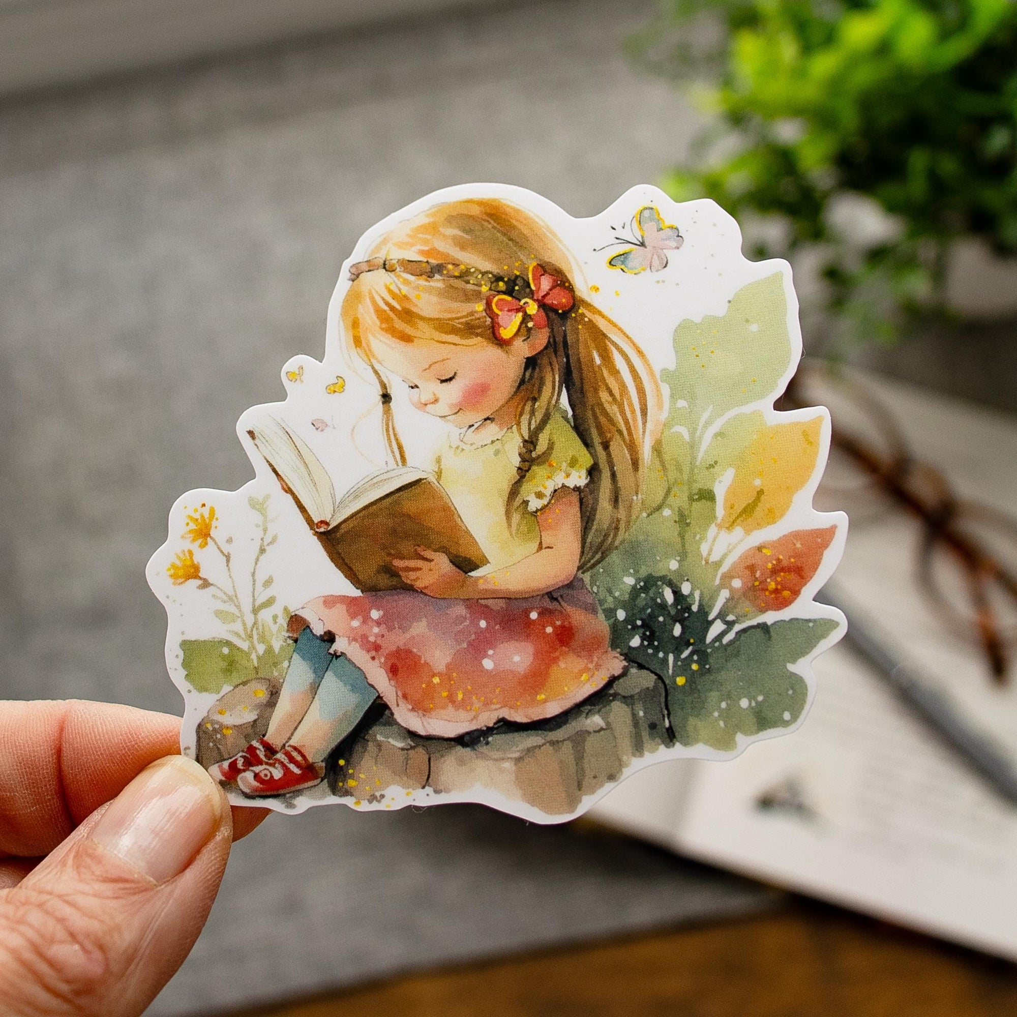 Bookish Sticker for Girls, Bookworm Reading Gift, Vinyl Stickers for Readers