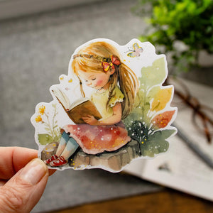 Bookish Sticker for Girls, Bookworm Reading Gift, Vinyl Stickers for Readers