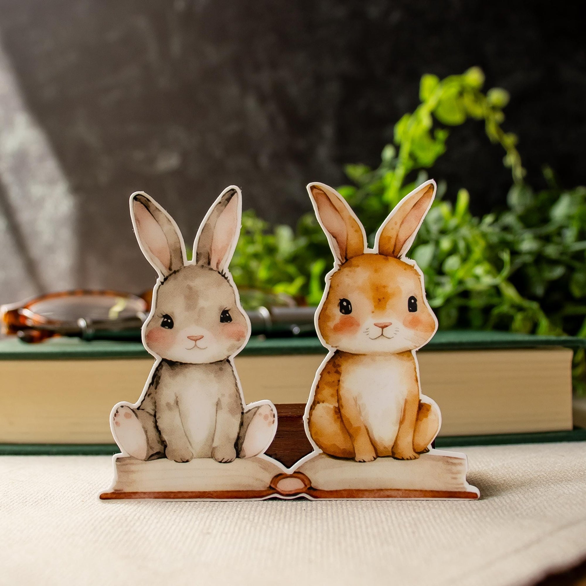 Bookish Bunnies Vinyl Sticker, Cottagecore Rabbit Decal for Readers, Bookworm Gift