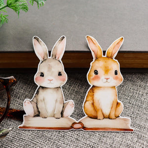 Bookish Bunnies Vinyl Sticker, Cottagecore Rabbit Decal for Readers, Bookworm Gift