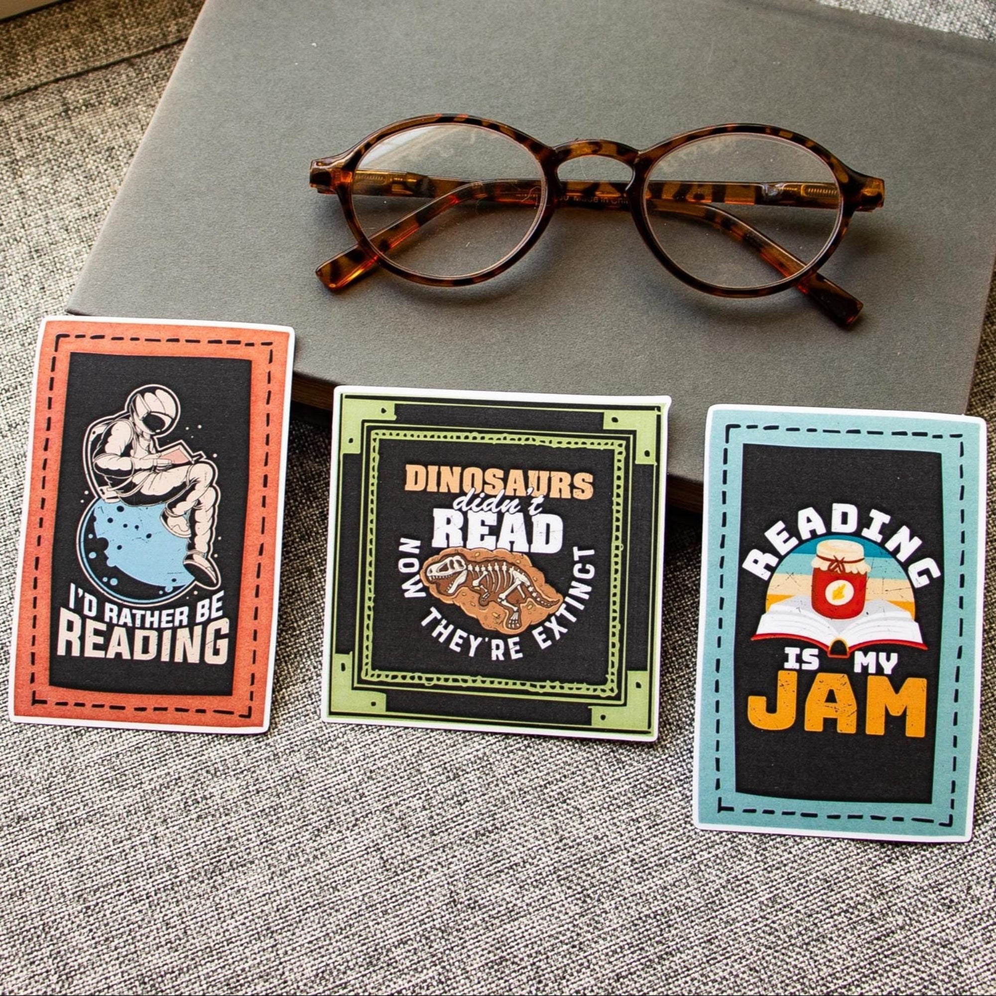 Bookish Sticker Bundle, Reading Gifts for Kids, Bookworm Decals for Laptops