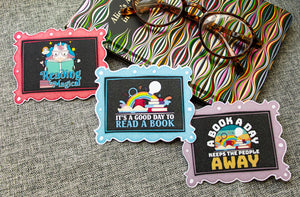 Bookish Sticker Bundle, Reading Gifts for Kids, Teachers, Vinyl Decals, Set of 3