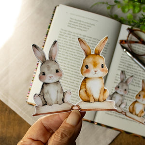Bookish Bunnies Vinyl Sticker, Cottagecore Rabbit Decal for Readers, Bookworm Gift