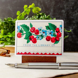 Cherry Bookplate Stickers, Cozy Gift for Book Lovers, Bookish Cottagecore Labels, Book Plate Set