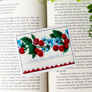 Cherry Bookplate Stickers, Cozy Gift for Book Lovers, Bookish Cottagecore Labels, Book Plate Set