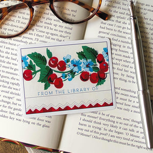 Cherry Bookplate Stickers, Cozy Gift for Book Lovers, Bookish Cottagecore Labels, Book Plate Set
