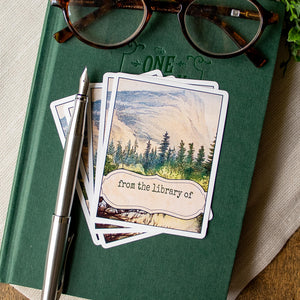 Blue Mountain Bookplate Sticker Set: Vintage Library Labels