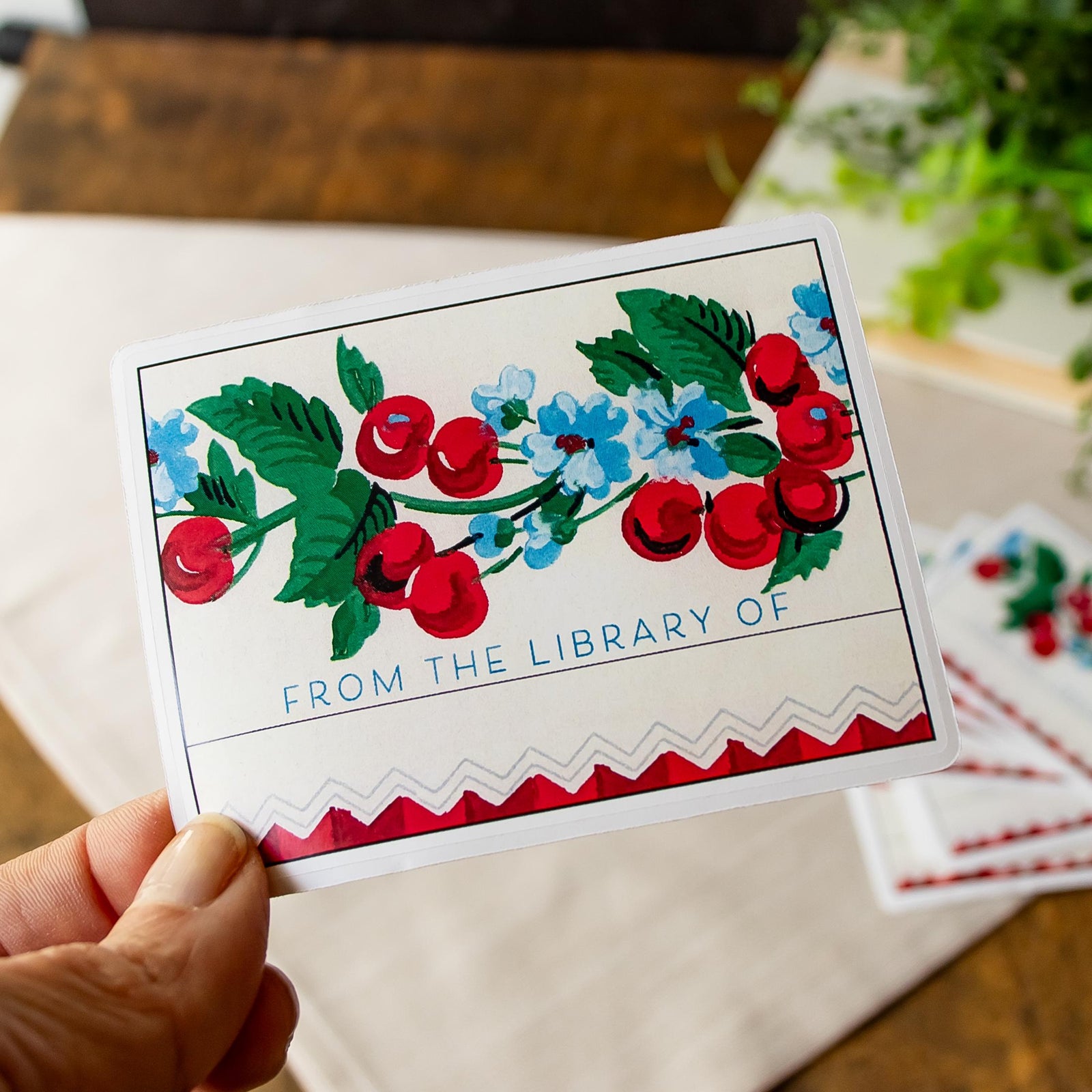 Cherry Bookplate Stickers, Cozy Gift for Book Lovers, Bookish Cottagecore Labels, Book Plate Set