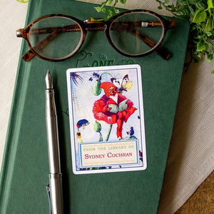 Garden Gnome Bookplate Sticker Set, Bookish Gift for Teacher, Cottagecore Labels for Readers