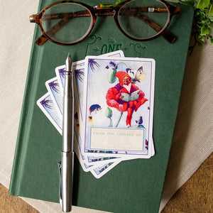 Garden Gnome Bookplate Sticker Set, Bookish Gift for Teacher, Cottagecore Labels for Readers