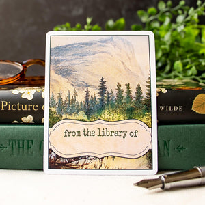 Blue Mountain Bookplate Sticker Set: Vintage Library Labels