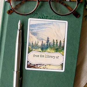 Blue Mountain Bookplate Sticker Set: Vintage Library Labels