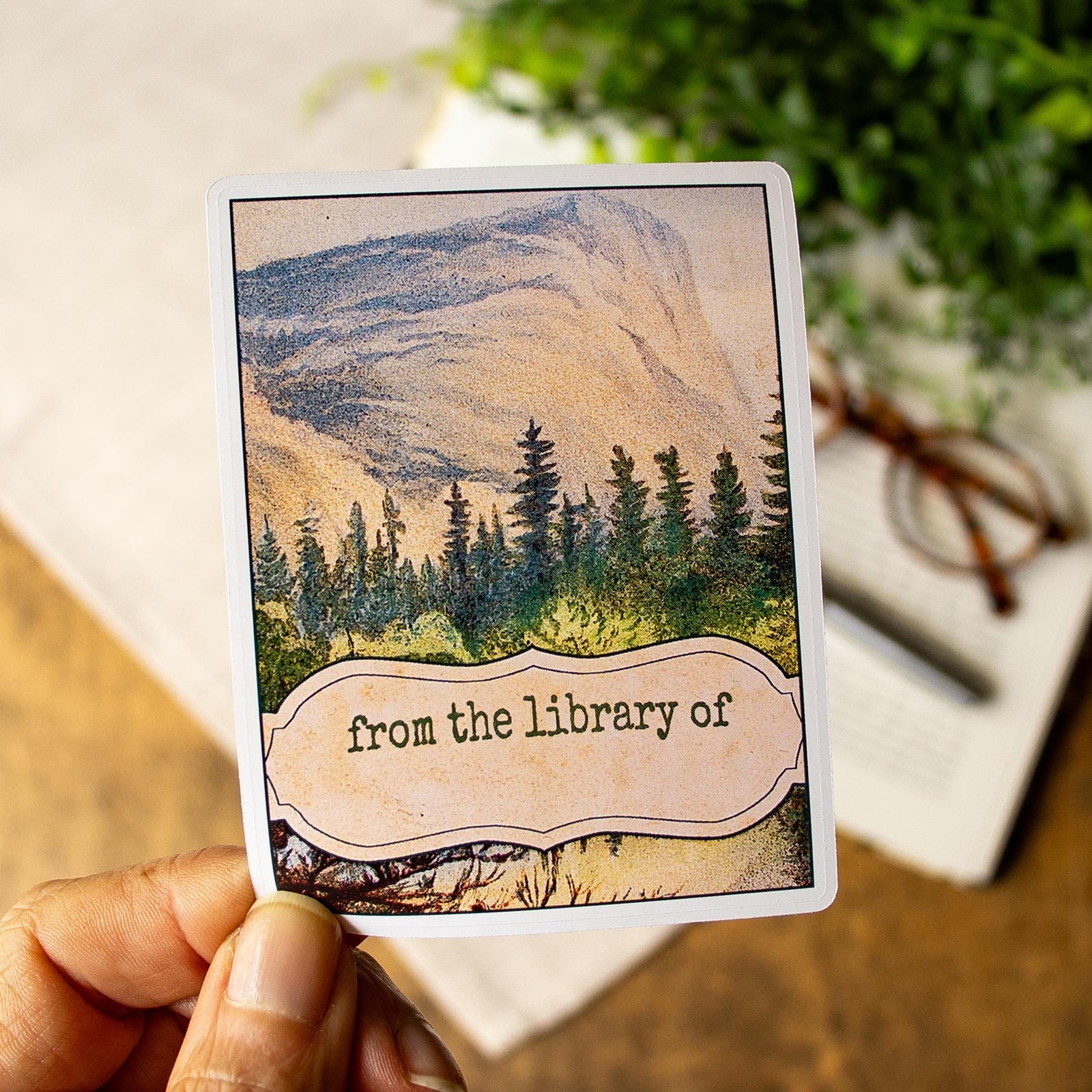 Blue Mountain Bookplate Sticker Set: Vintage Library Labels