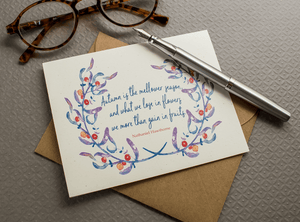 Autumn Greeting Card - Nathaniel Hawthorne Quote - Sunshine and Ravioli