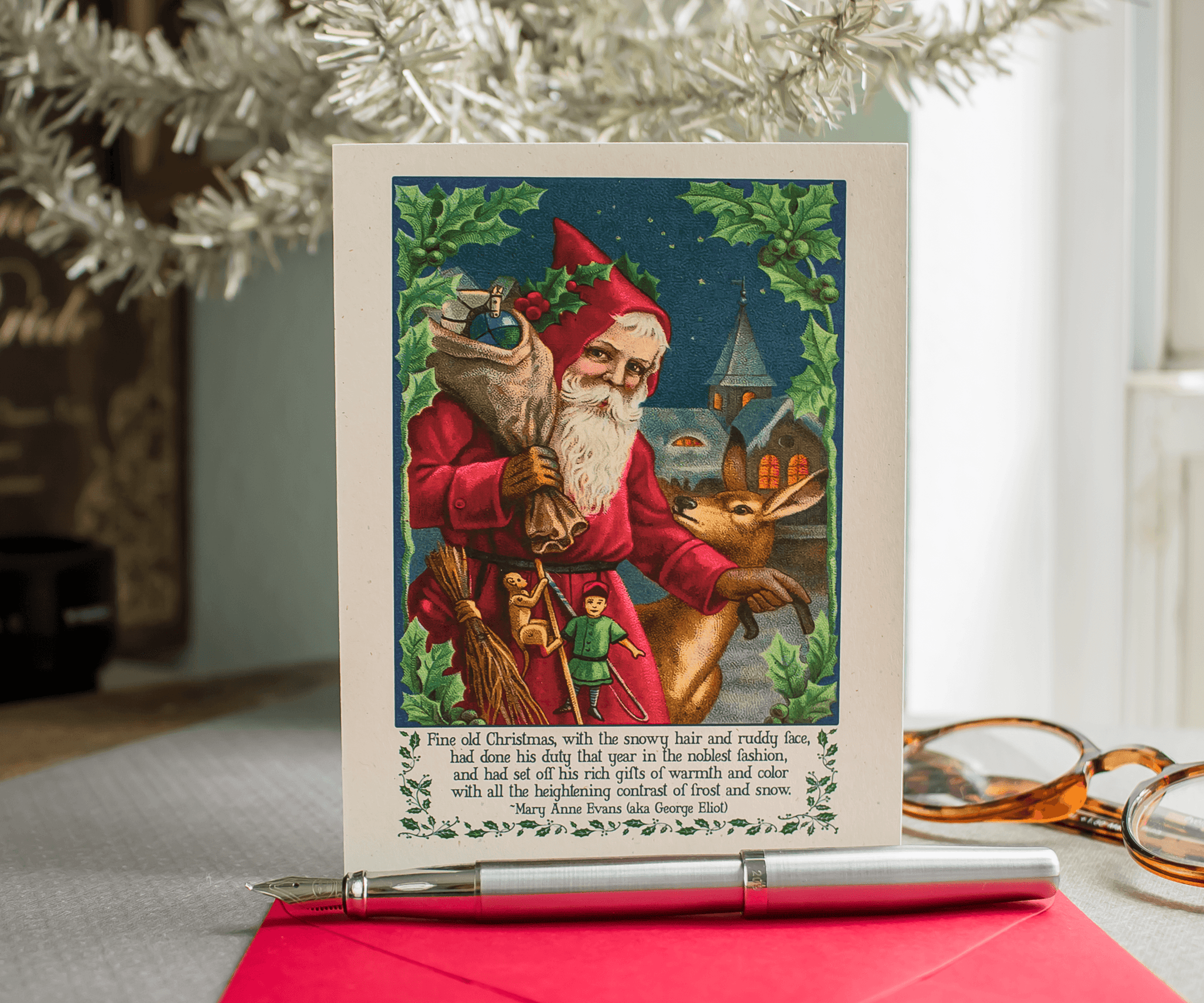 Merry Christmas Old Fashioned Santa Claus Holiday Greeting Cards